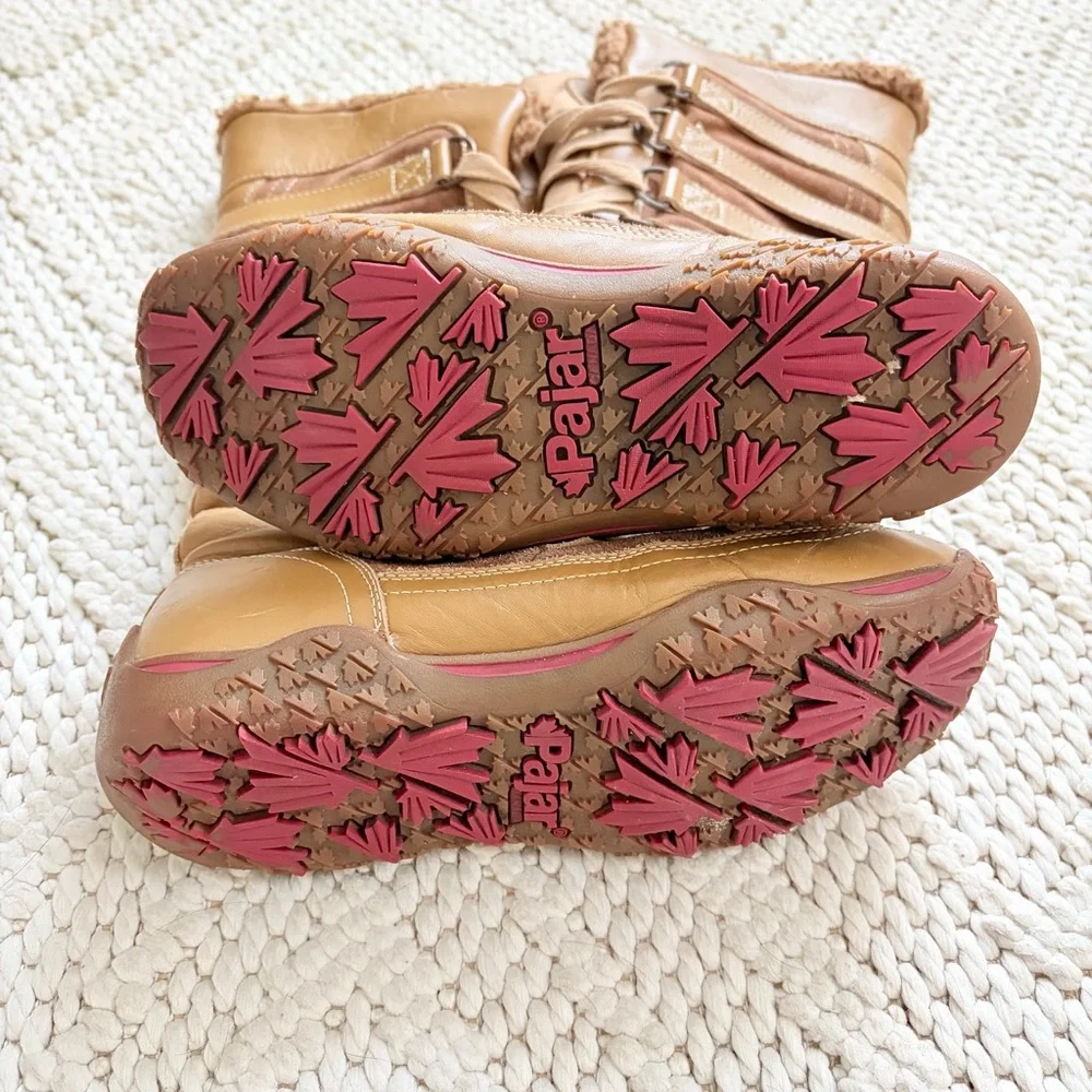 PAJAR Canada Adventure Tall Camel Leather & Suede Lace Up Boots Womens 7 7.5 EUC